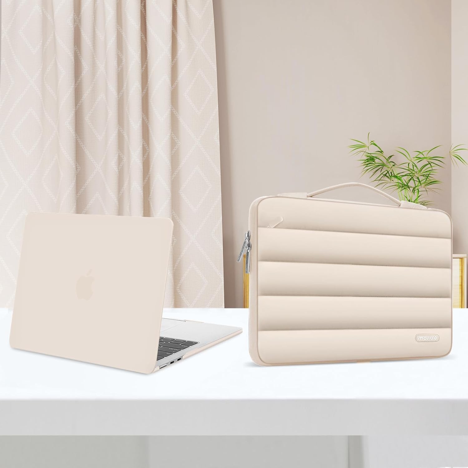 MacBook Air 13 inch Sleeve, Sand Color Hard Case & Puffy Bag Included