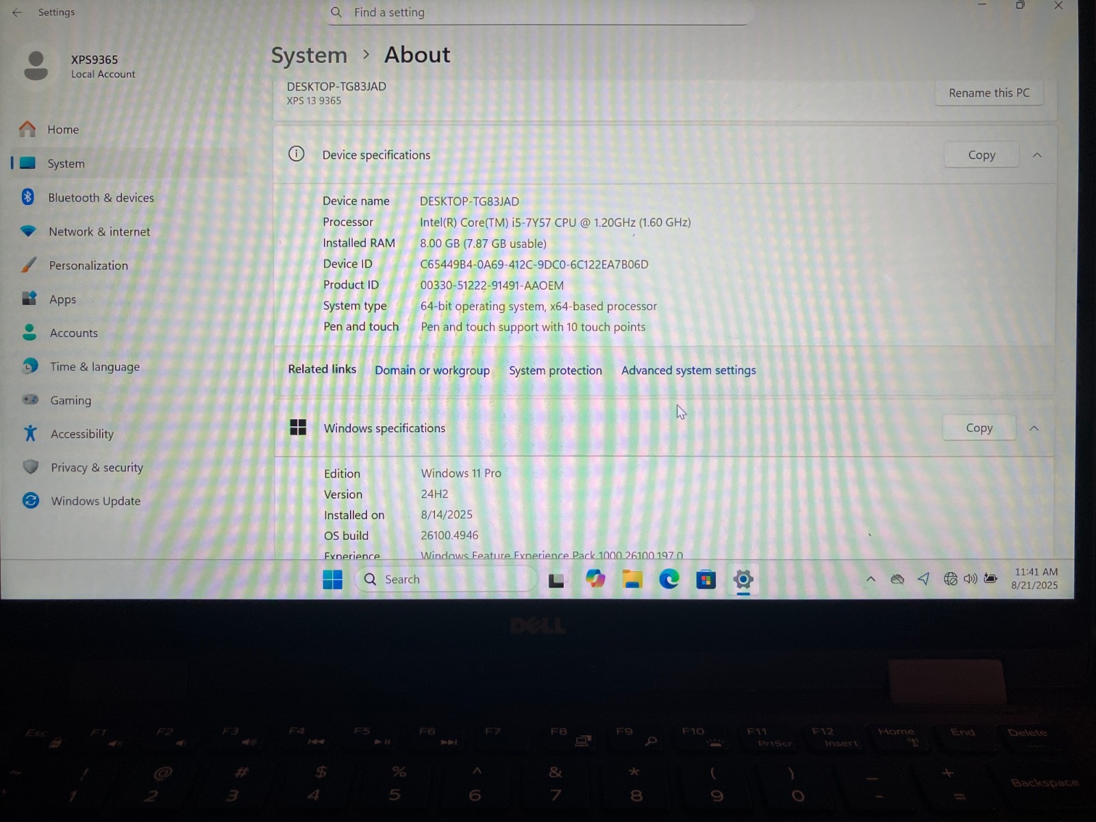 Dell XPS 13 9365 2 in 1 Touch i5-7Y57, 8 GB-256 GB NVMe Windows 11 Pro # 384N5Q2