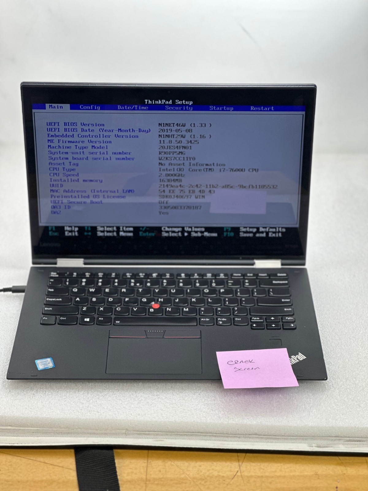 Lenovo ThinkPad 20JES4FN01 X1 Yoga 2nd Gen Intel i7 7600U 512GB 16GB Webcam Qty8