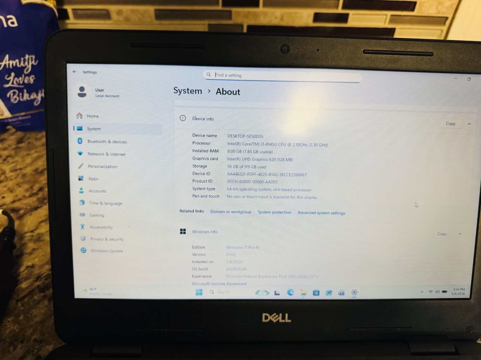Dell latitude 3310 i3 8th gen 14 inch laptop with bag