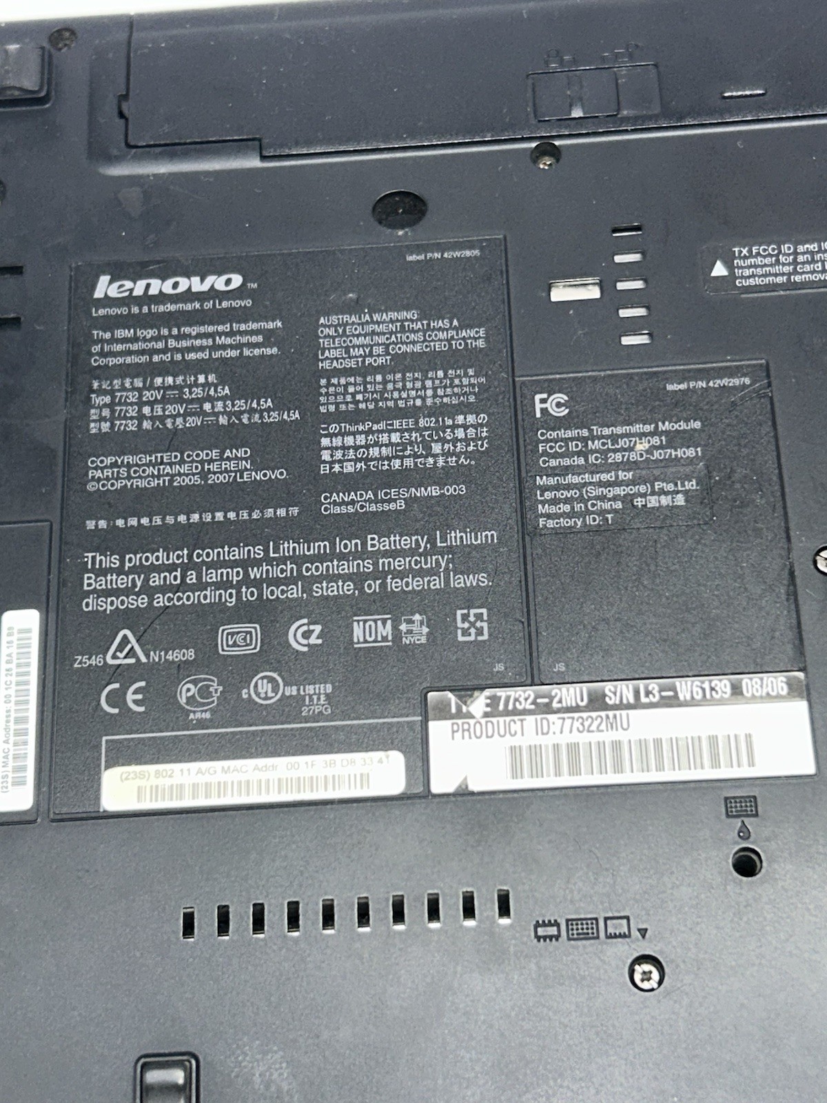 Lenovo ThinkPad R61i Tested Working Vintage “Needs To Be Factory Reset”
