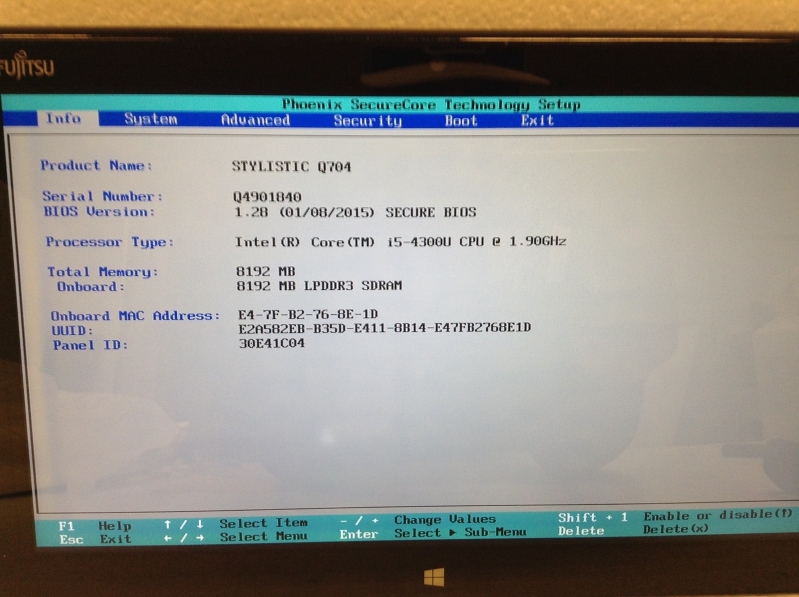 Fujitsu Stylistic Q704 i5-4300U 8GB 1.90GHz 12.5″ Touch Tablet,No SSD, FREE SHIP