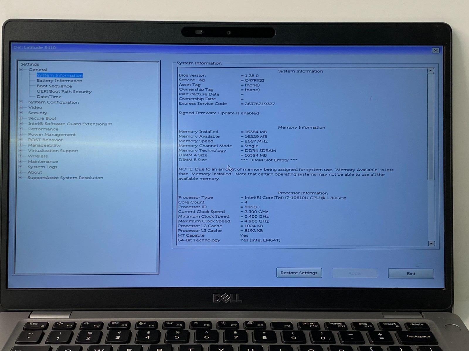 Dell Latitude 5410 i7-10610u No RAM/SSD Damaged Screen, Missing Key – PARTS