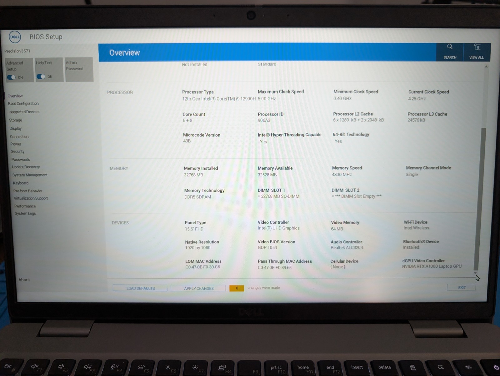 Dell Precision 3571 i9-12900H RTX A1000 32GB DDR5 RAM 512GB SSD Win11 Pro