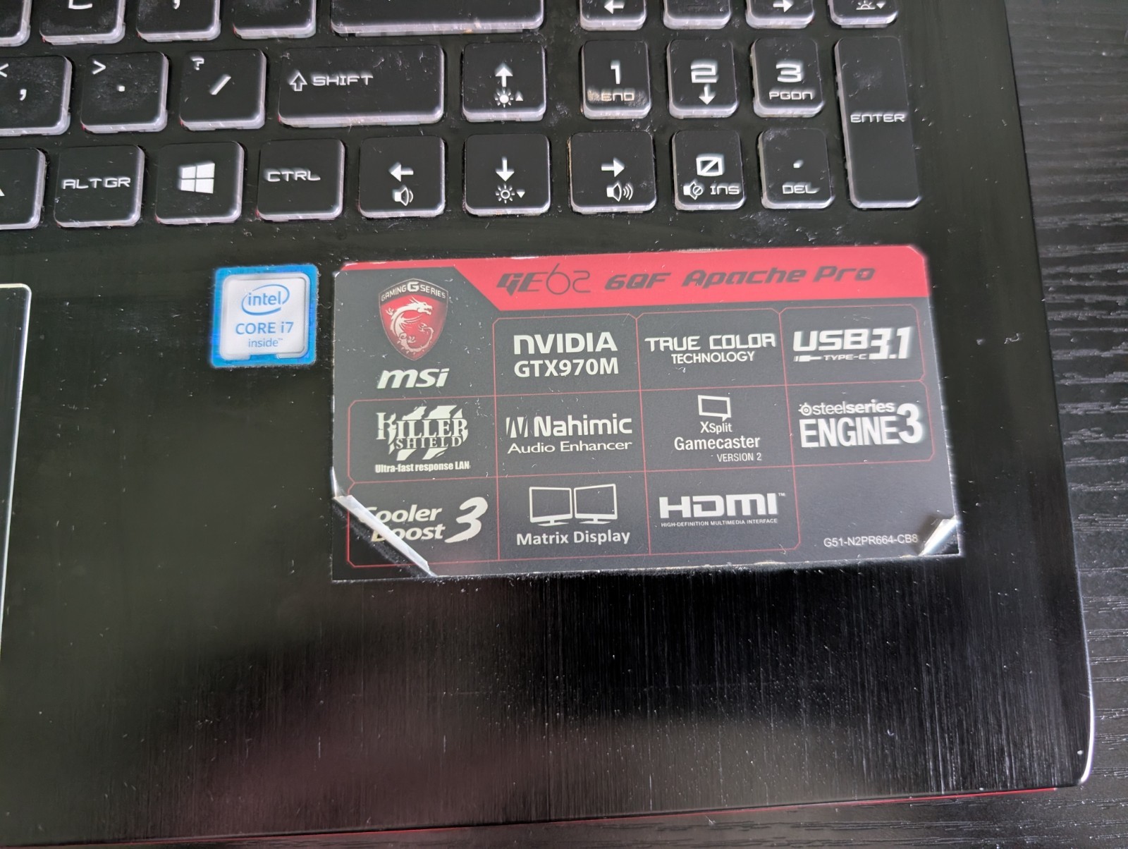 MSI GE62 6QD Apache Pro 15.6″ Intel i7-6700HQ 2.6GHz 16GB RAM 1TB GTX 960M