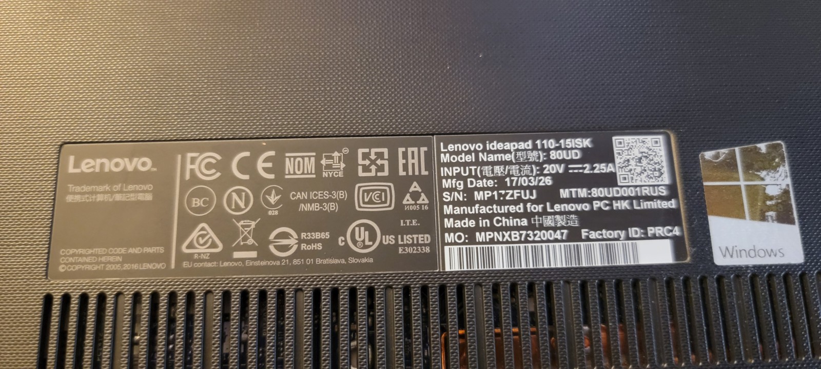 Lenovo Ideapad 310 works Webcam Power Cord Black 2017 Preowned Detailed Pics