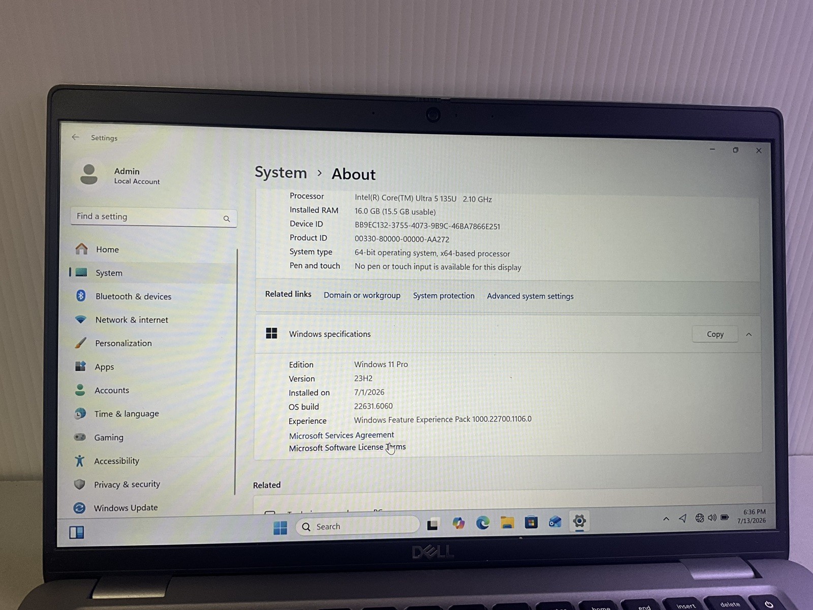 Dell Latitude 5450 14″ Core Ultra 5 135U 2.1GHz 16GB RAM 256GB SSD#11