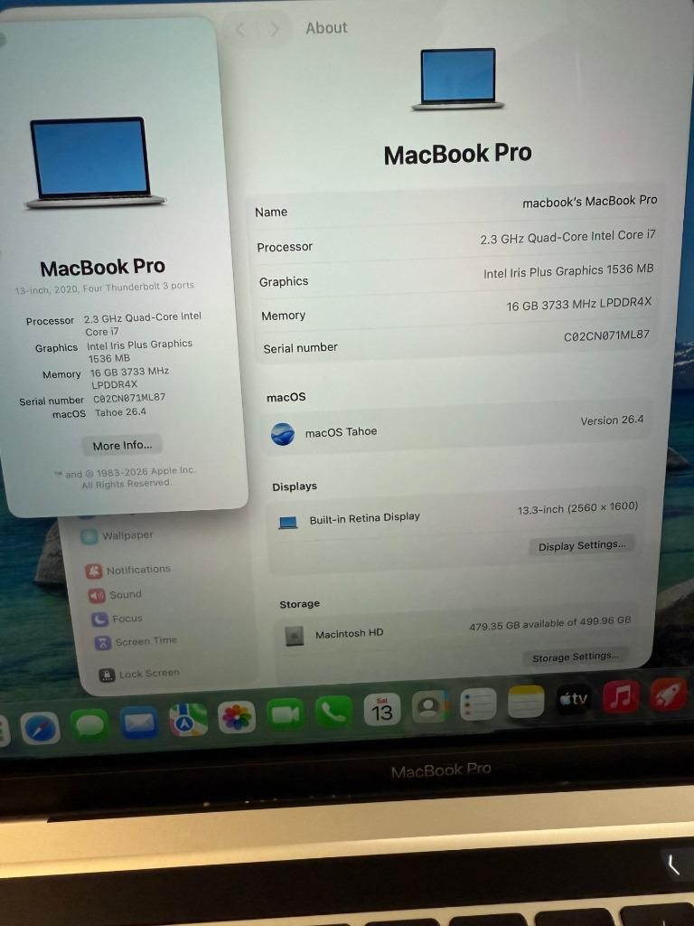 Apple MacBook Pro 13” i7 2.3GHz 16GB RAM 512GB SSD Silver(2020, A2251) Lot of 10