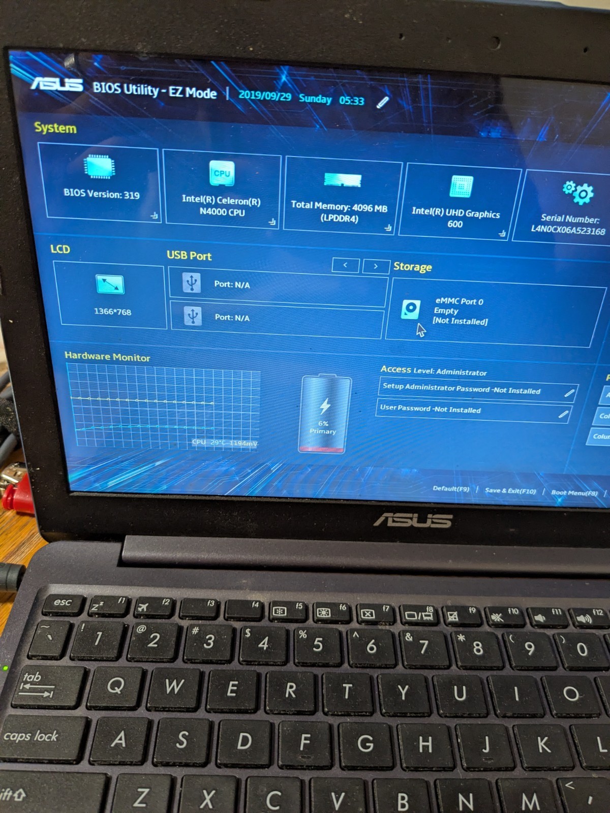 ASUS L203M 11.6″ Notebook Intel Celeron N4000 4GB RAM 32GB eMMC Blue