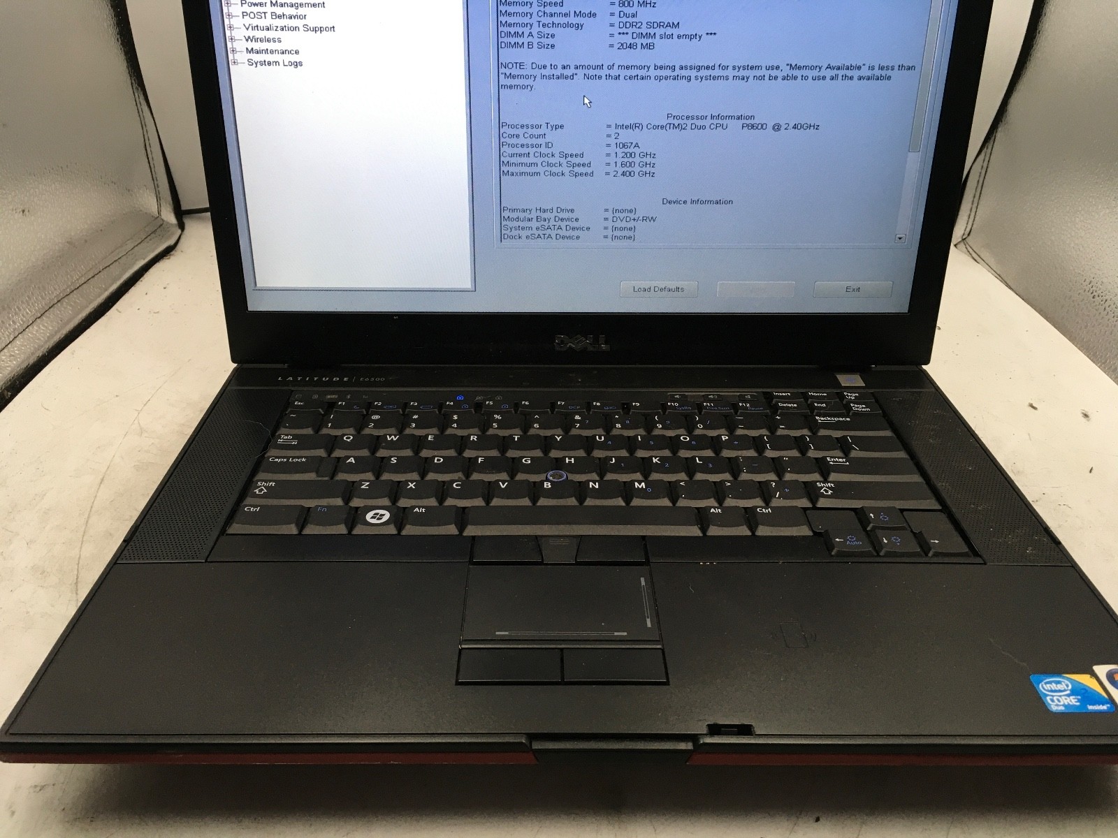DELL LATITUDE E6500 – BOOTS TO BIOS – INTEL CORE 2 DUO – NO RAM – READ DESC – BB