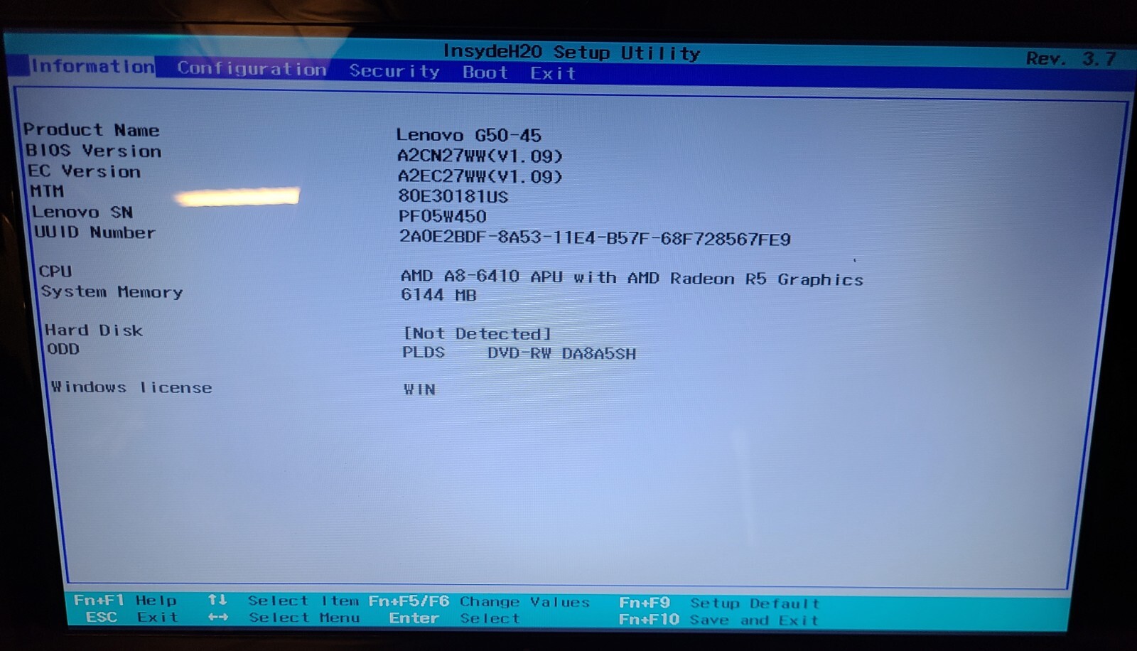 Lenovo G50-45 PF05W450. Parts Only. As-Is.