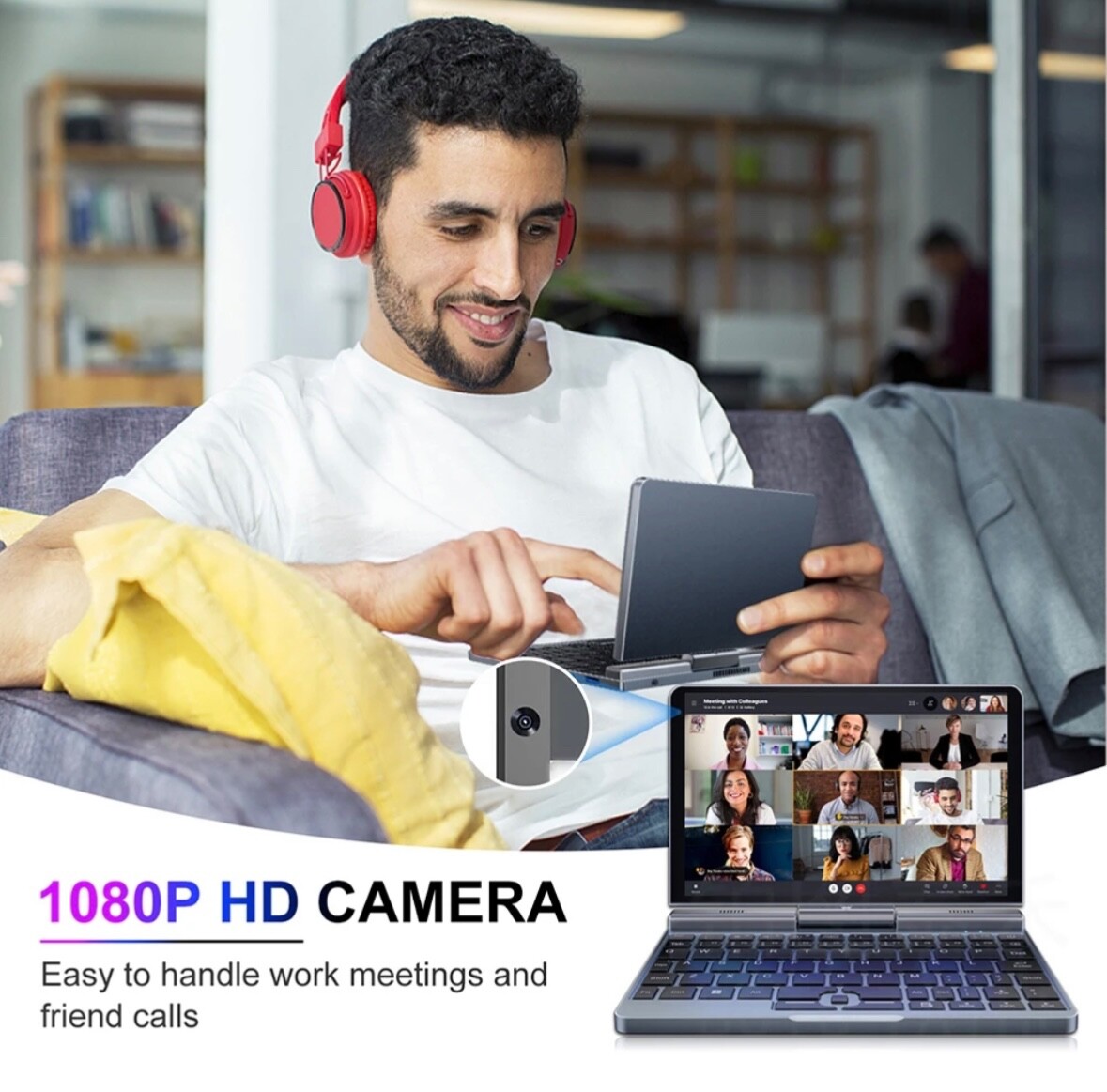 3 in 1 Win 11/10 Micro Laptop Intel Notebook 8″ Touch 12G RAM 256GB SSD