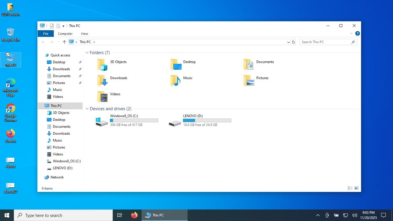 Lenovo IdeaPad U310 Touch Intel Core i5-3337U 1.8GHz 4GB RAM 500GB HD Win10