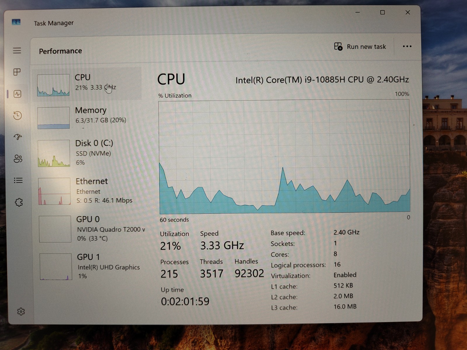 Lenovo ThinkPad P1 Gen 3 i9-10885H 32GB 15.6″ 1TB 1920×1080 NVIDIA T2000