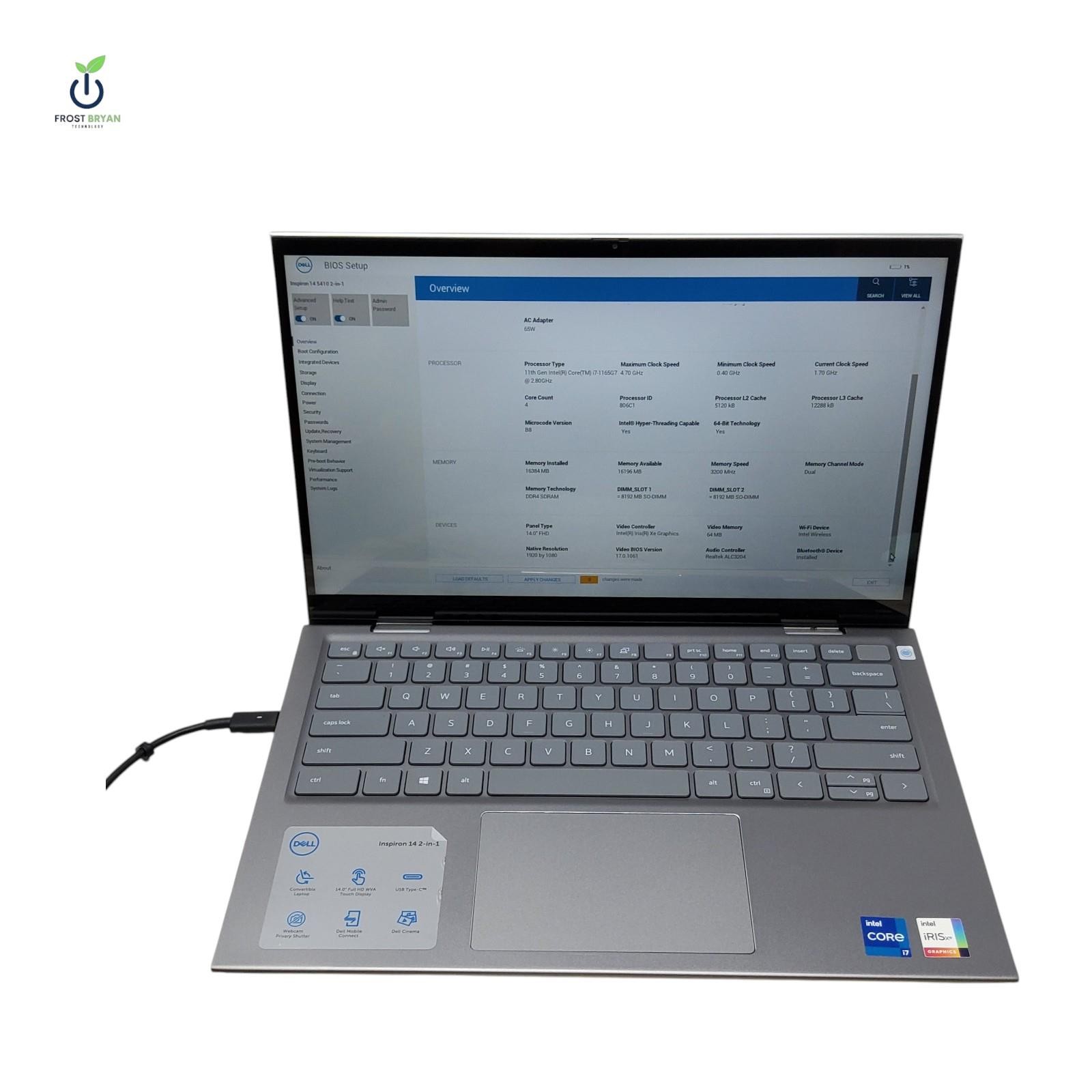 DELL INSPIRON 14 5410 2-IN-1 i7-1165G7@2.80GHz 16GB 512GB No OS Grade C [READ]