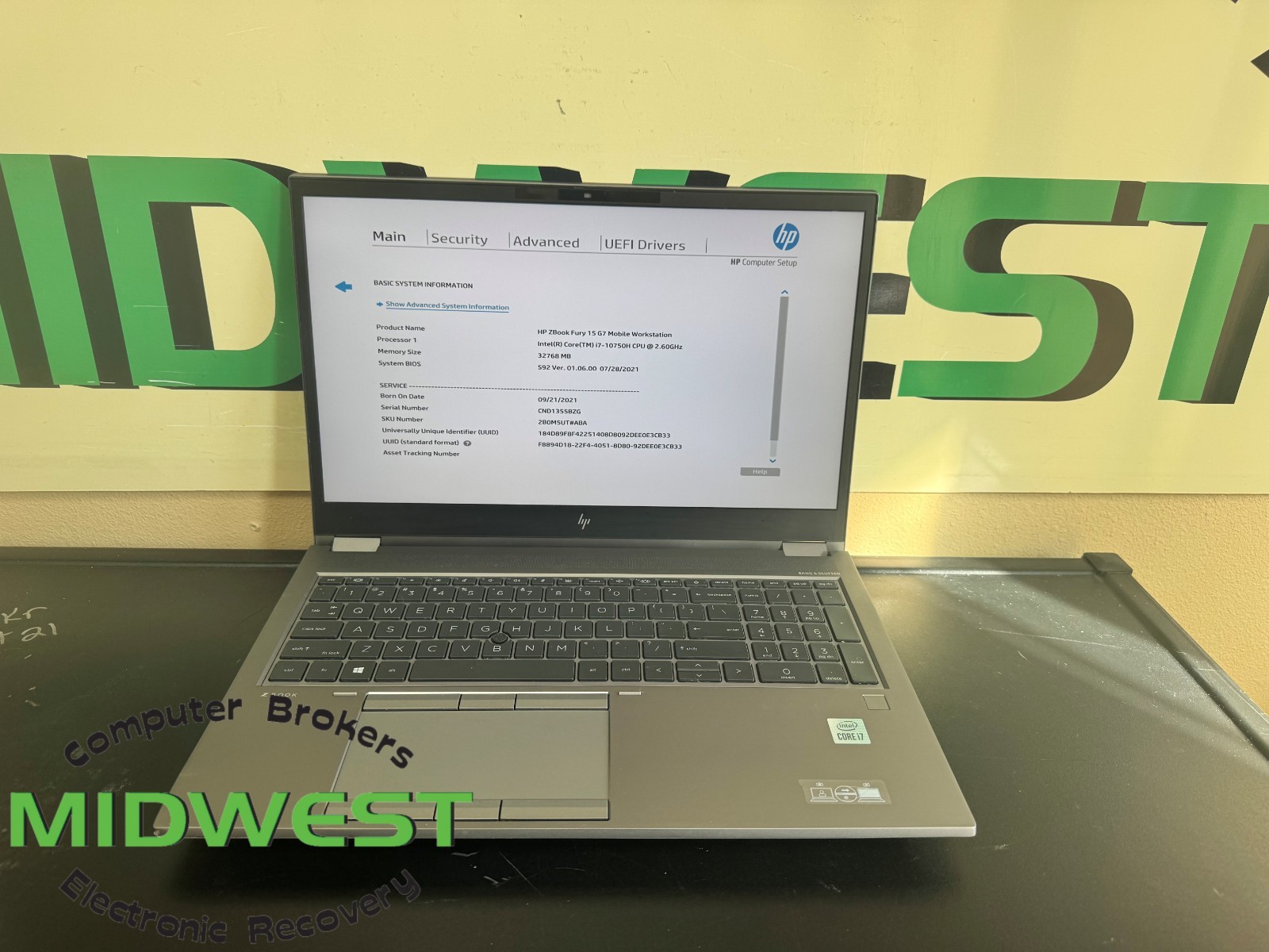 HP ZBook Fury 15 G7 i7-10750H 2.6GHz 32GB 512GB SSD