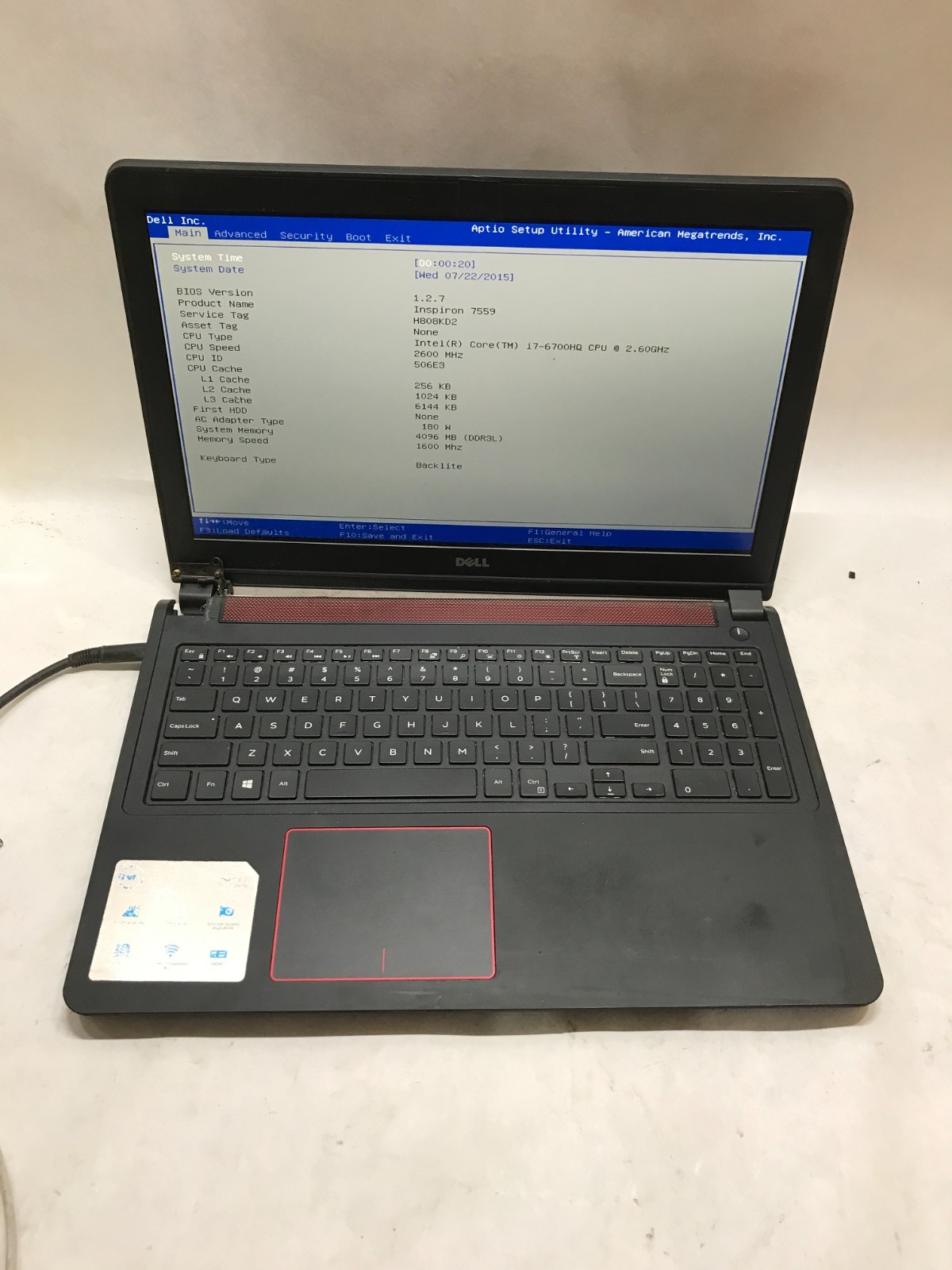 Dell Inspiron 15-7559 15″ Intel Core i7 NO RAM NO HDD/OS For Parts READ DESC -DW