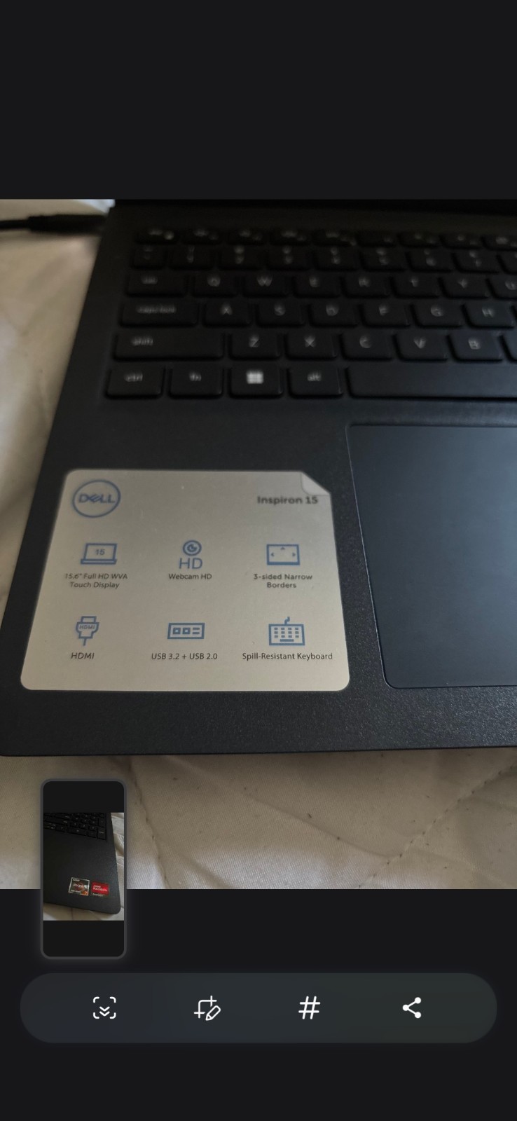 Dell Inspiron 15 15.6″ Touch Laptop Ryzen 7 7000 Radeon FHD Black