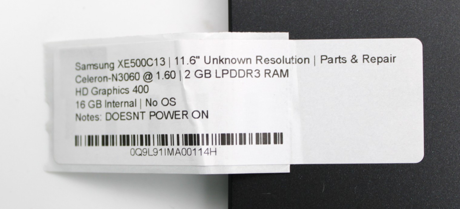 Samsung XE500C13 Celeron-N3060@1.6GHz 2GB LPDDR3 16GB INTERNAL NO OS *PARTS*