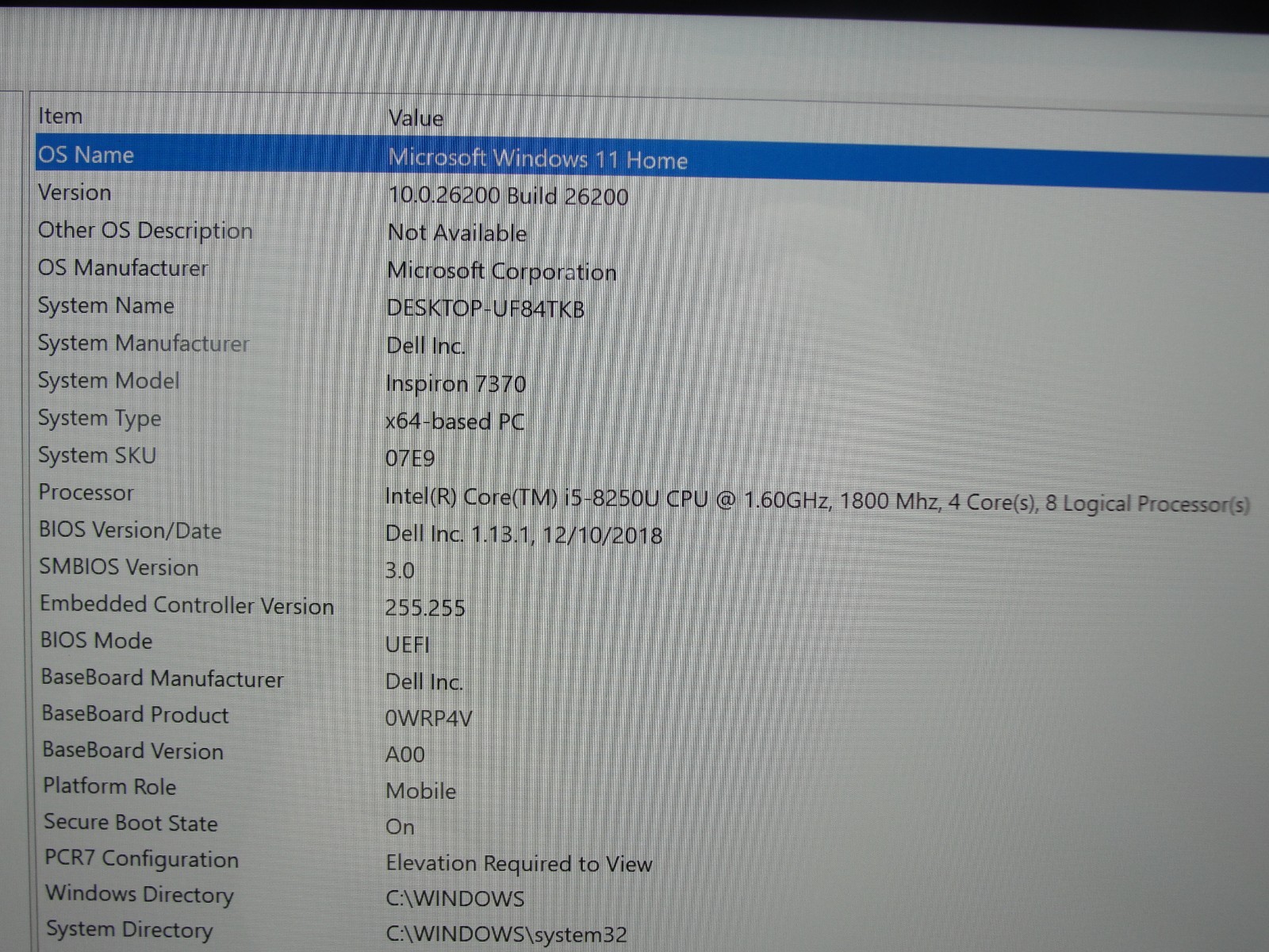 Dell Inspiron 7370 13.3”FHD TOUCH Core i5-8250U 1.6GHz 8GB RAM 256GB SSD+Charger