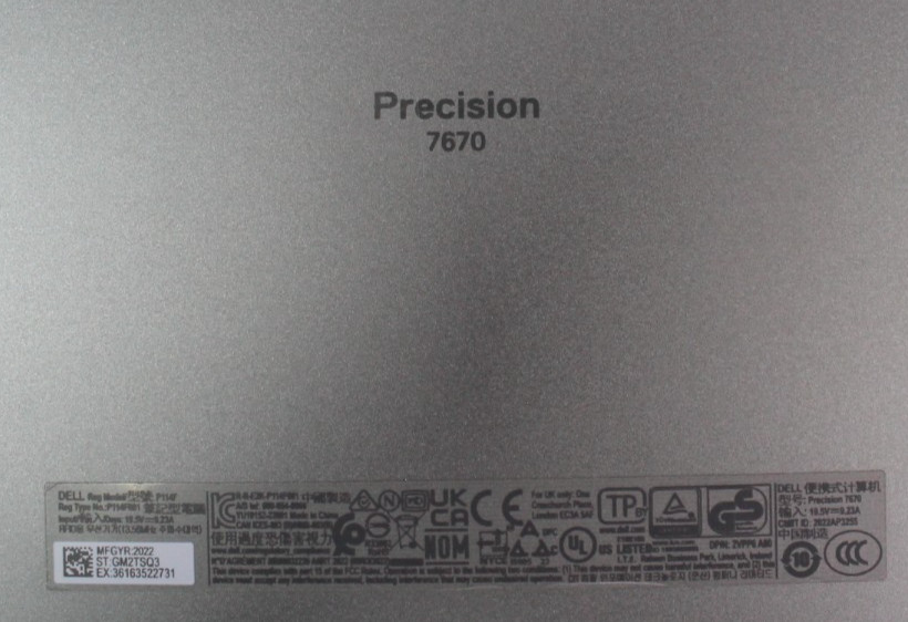Dell Precision 7670 | i9-12950HX | 64GB RAM | 1TB NVMe | 4K Touch | Dead GPU