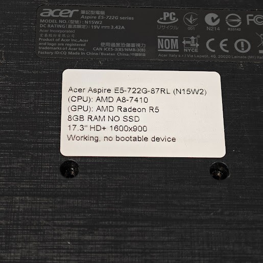 Acer Aspire E5-722G-87RL Laptop – AMD A8-7410, Radeon R5, 8GB RAM