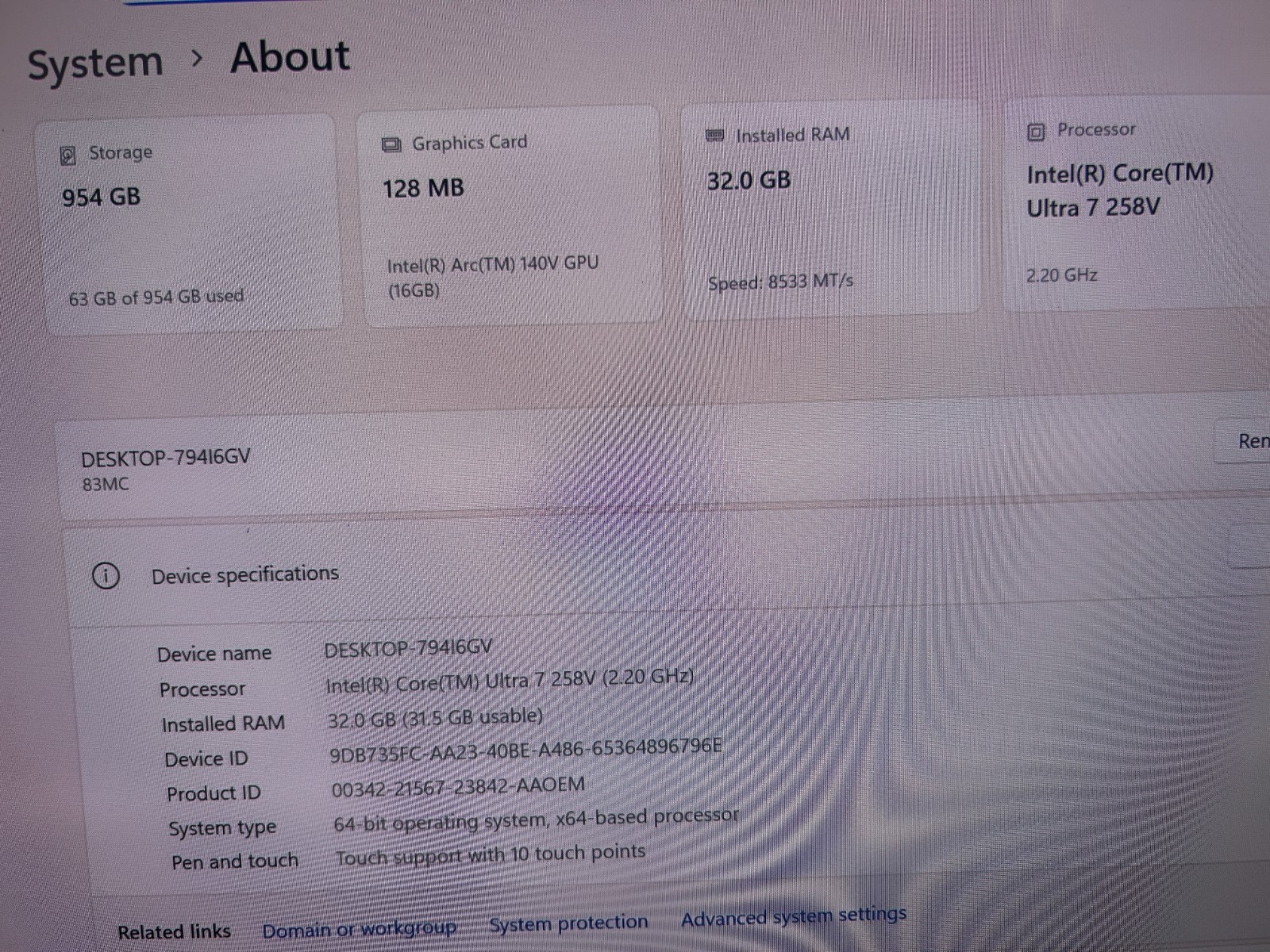 Lenovo Slim 7 14ILL10, Intel Core Ultra 7, 2.20 GHz, 32 GB RAM, 1 TB NVMe SSD