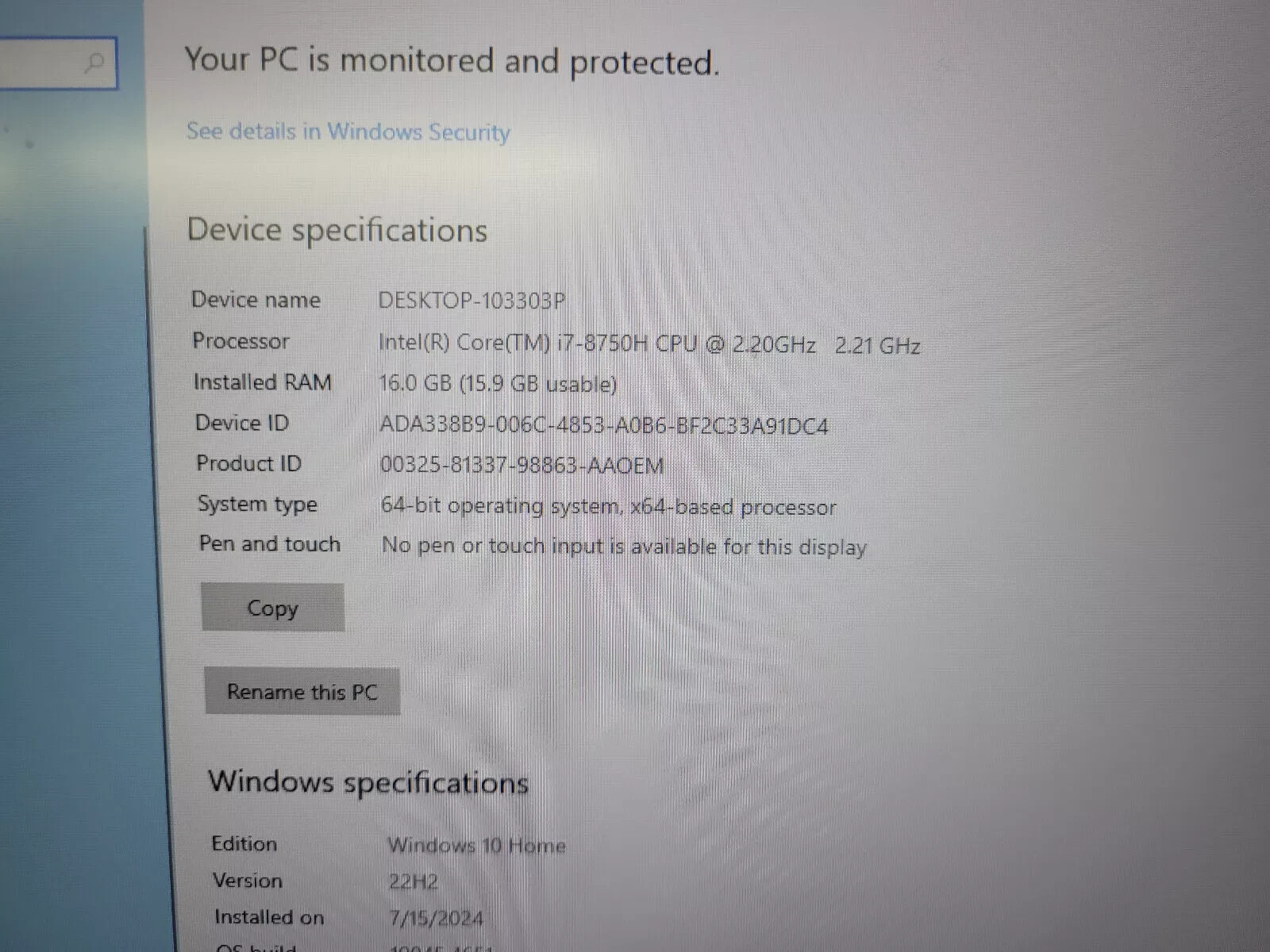 Lenovo Legion Y730-17ICH Laptop i7-8750H 2.20 GHz 16GB 128GB SSD GTX 1050Ti W10H
