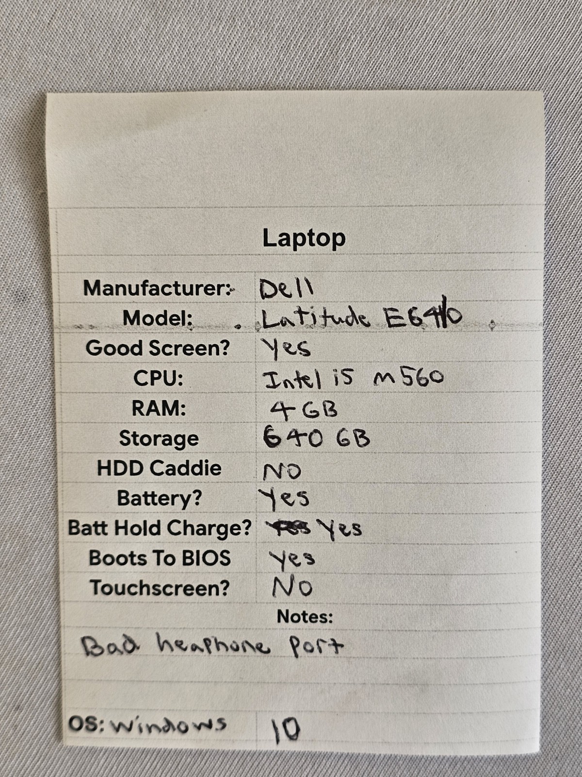 Dell Latitude E6410 Laptop – Intel i5-M560 – 4GB RAM – 640GB – Windows 10 – READ