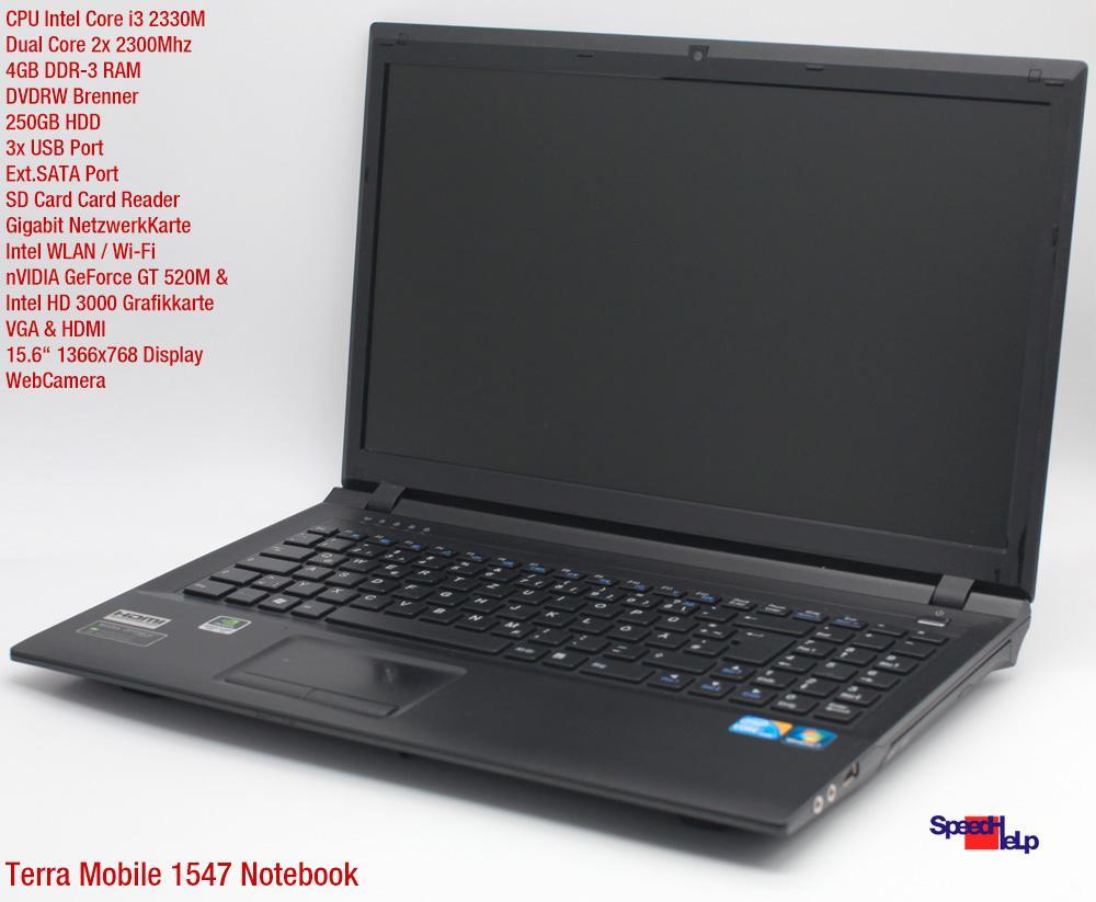 TERRA MOBILE 1547 NOTEBOOK LAPTOP WINDOWS 7 250GB HDD 4GB DDR3 DVDRW HDMI
