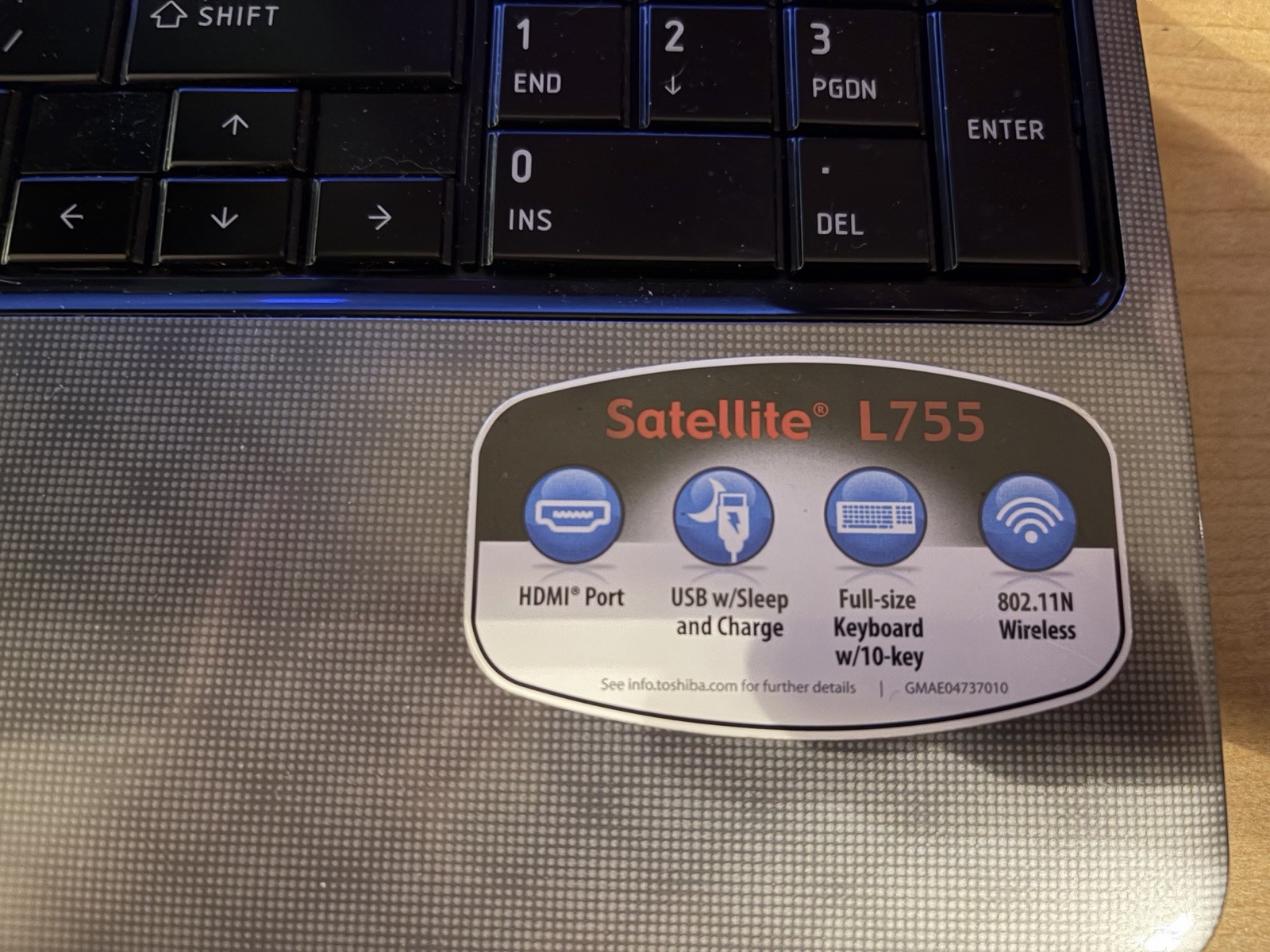Laptop- Toshiba Satellite L755-s5244, 2.00GHz, With Battery, NO CHARGER INCLUDED