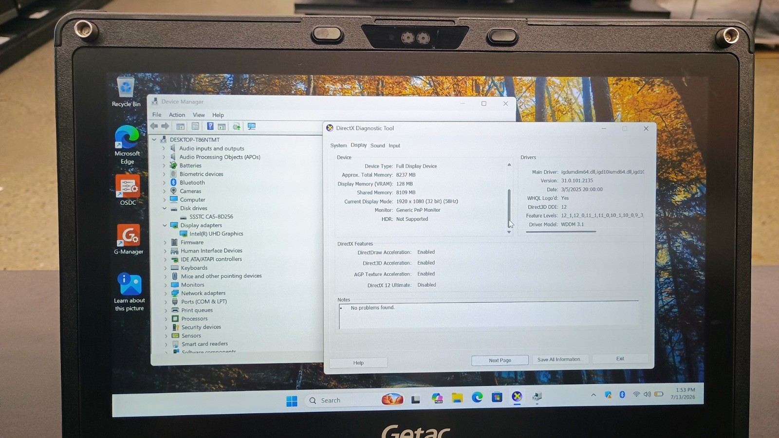 Getac V110G6 Quad Core i5-10210U 1.60GHz – 256GB SSD – 16GB – Win 11 Pro