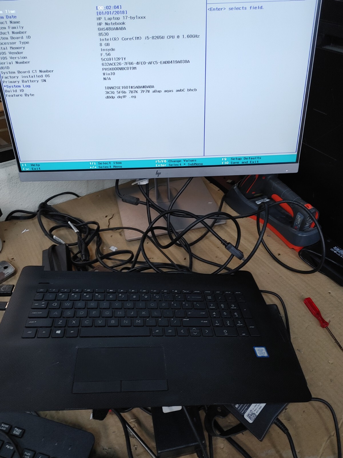 HP 17-by1xxx Core i5-8265U@ 1.60GHz, NO RAM ,NO HD( Selling Motherboard)