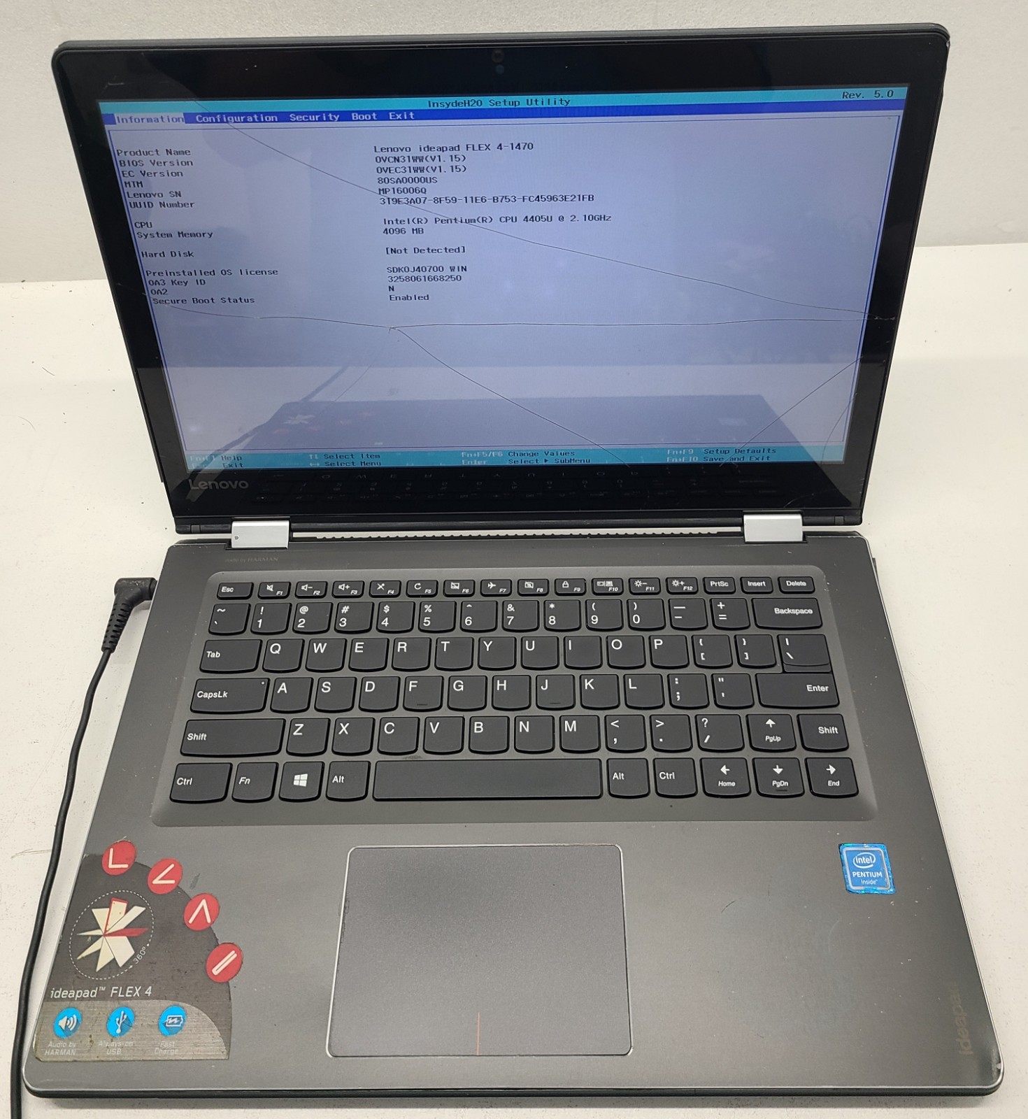 Lenovo IdeaPad FLEX 4-1470 14″ Laptop Intel Pentium 4405U 4GB Ram NO HD/OS (FL)