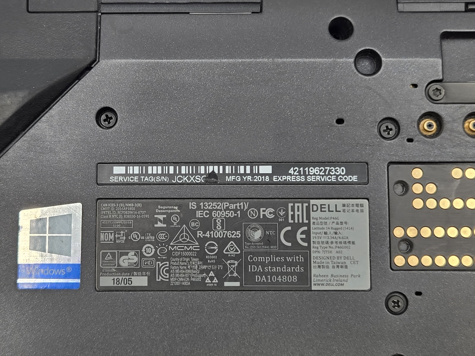 Dell Latitude 5414 Rugged 14″ HD I5-6300U 256GB SSD 32GB W10P Webcam *READ*