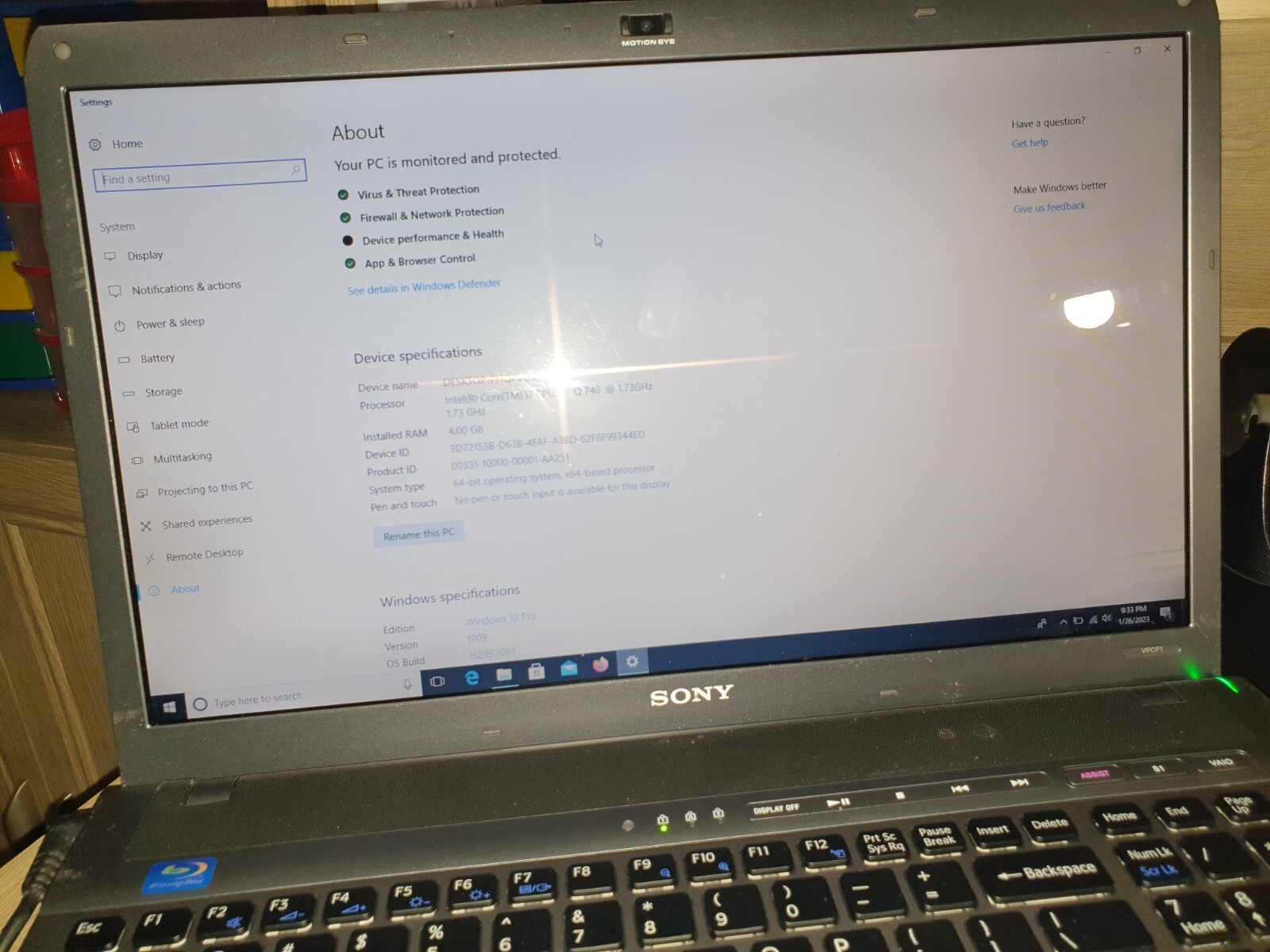 Sony VAIO INTEL CORE I7-740QM 1.73 GHz 16.4IN 500GB 8GB Ram Win 10 G.Foce GT425M