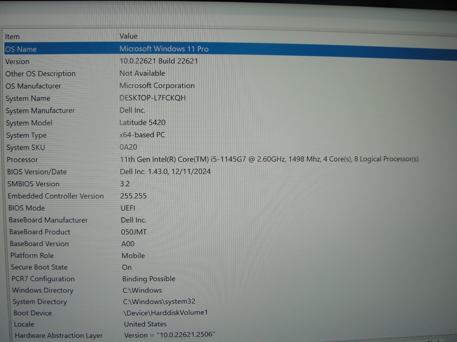 Dell Latitude 5420 14”FHD Intel Core i5-1145G7 2.6GHz 8GB 256GB SSD + Charger
