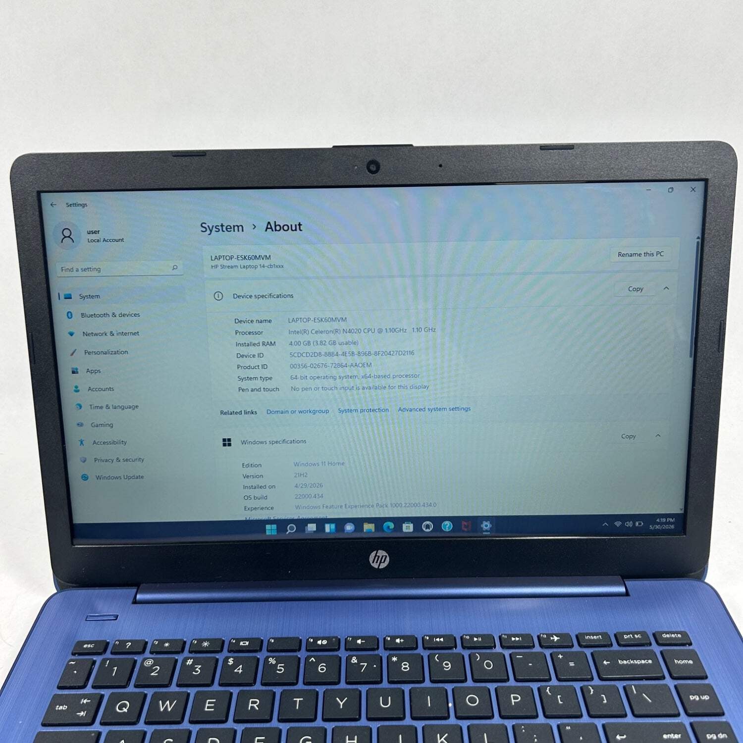 HP Laptop 14-CB171WM 14″ Celeron N4020 1.1GHz 4GB RAM 64GB SSD