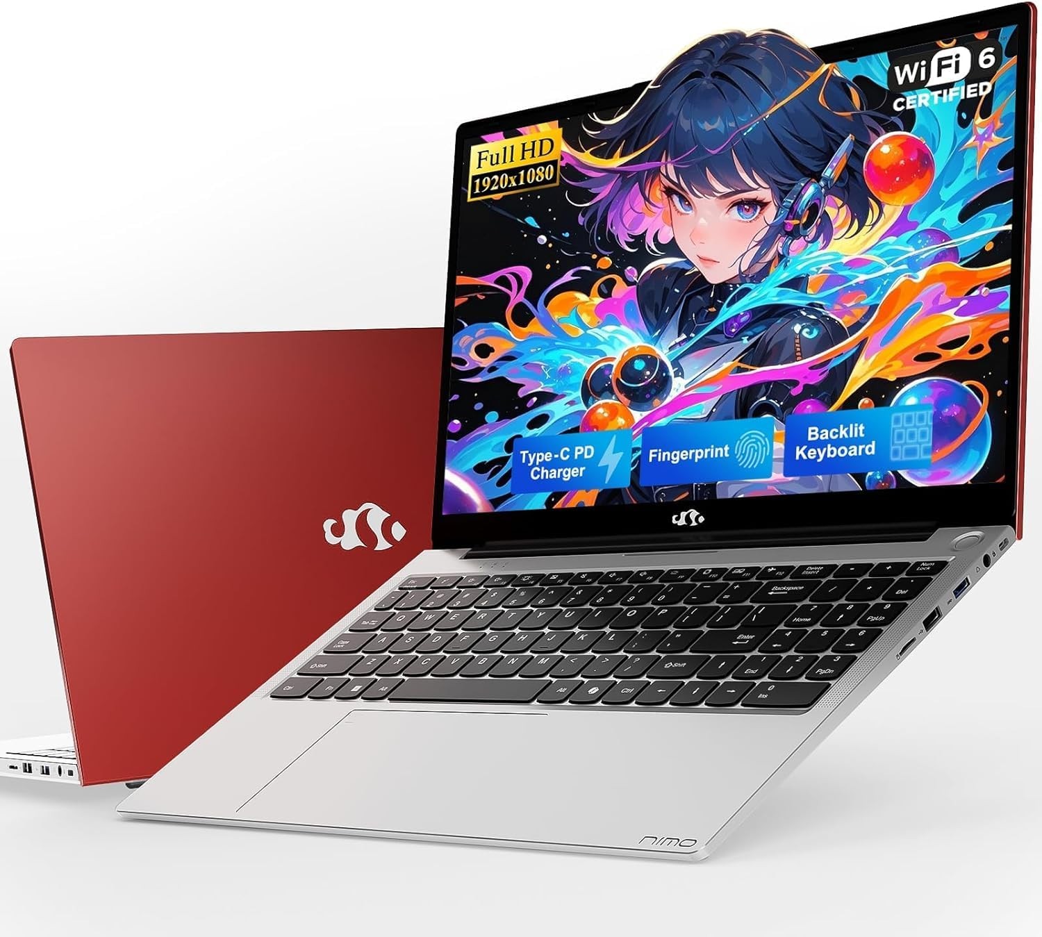 NIMO 15.6 Inch FHD Student Laptop, Intel 4-Core up to 3.6GHz 8GB RAM 256GB SSD