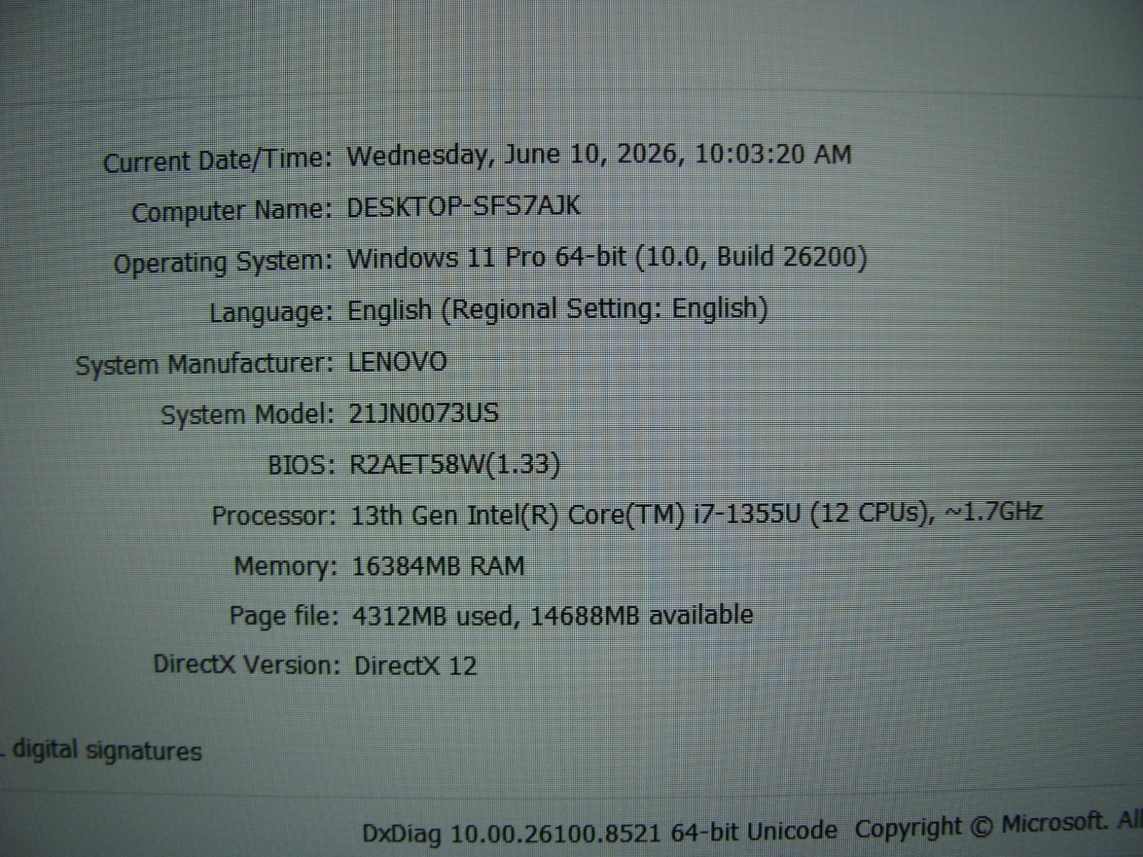 2024 Lenovo ThinkPad E16 Gen 1 16″WUXGA i7-1355U 1.7GHz 16GB 512GB Win 11Pro +PA