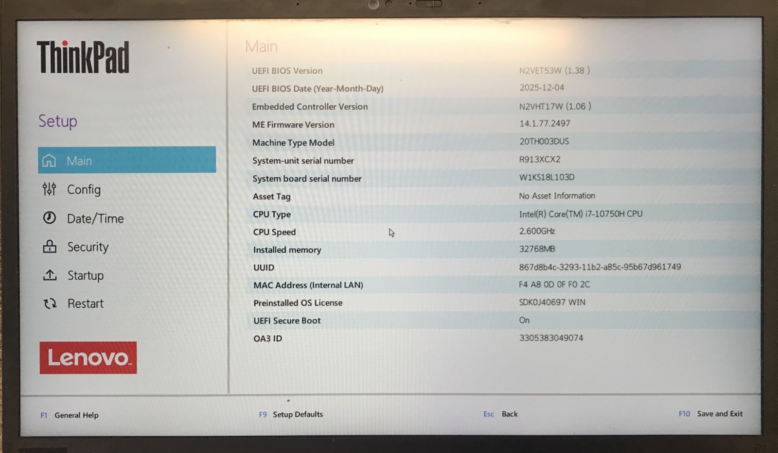 Lenovo ThinkPad P1 Gen 3 15.6″ Laptop i7-10750H 32GB RAM 512GB NVMe