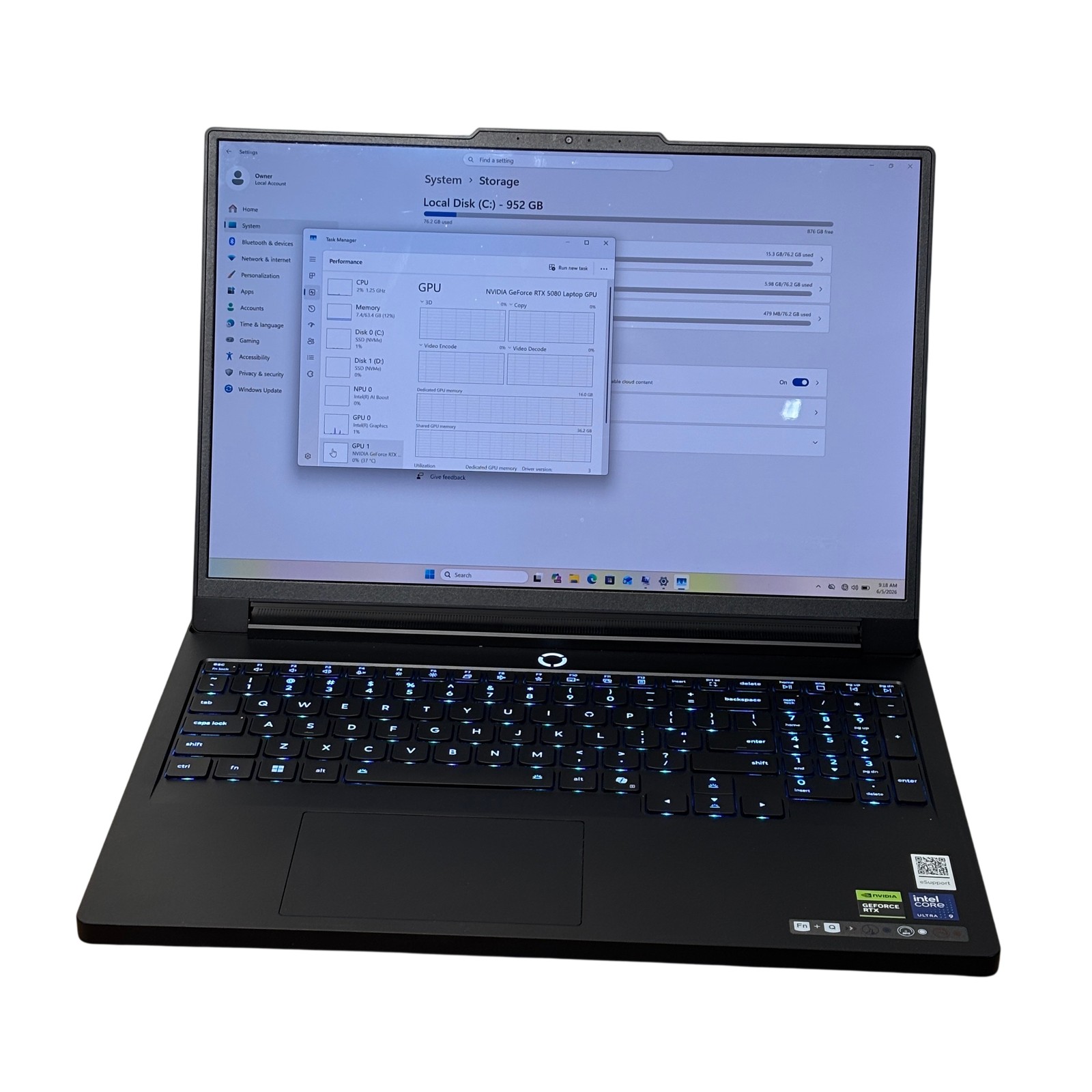 Lenovo Legion Pro7 16IAX10H 83F5 Intel Ultra 9 275HX 2.7GHz 64GB RAM 1TB SSD 16″