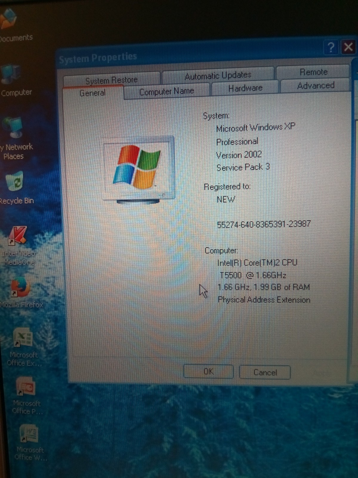 DELL INSPIRON 640M T5500 1.66GHZ 2GBRAM 320GBHDD WINXP SP/3 OFFICE 2007 CLEAN