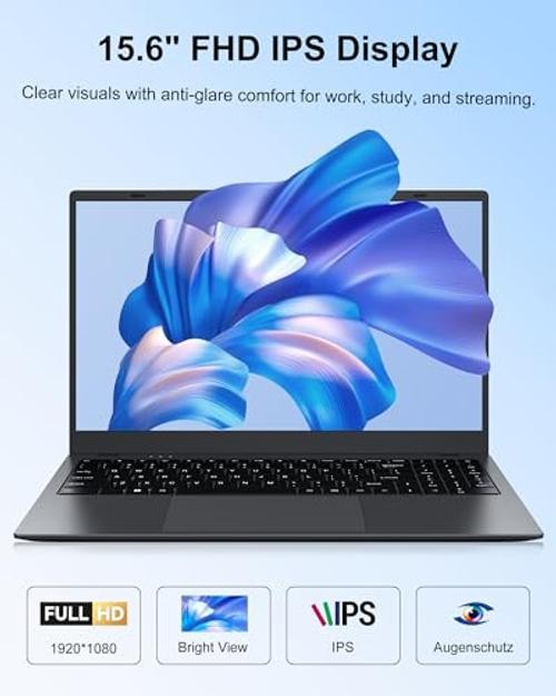 Laptop 15.6 Inch, 12GB RAM 256GB SSD, Pentium Gold 6500Y up to 3.4GHz, FHD Gray