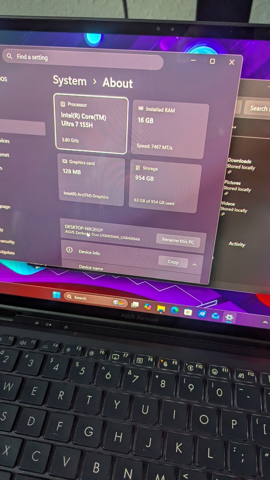 ASUS Zenbook Dual 14” OLED 3K 120Hz , Intel Core Ultra 7, 16GB Ddr5 1tb SSD M2