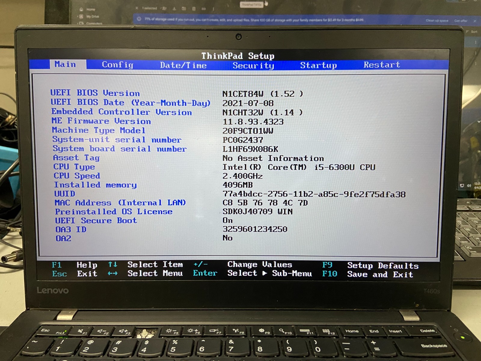 Lenovo ThinkPad T460S i5-6300U 4GB RAM *AS IS/BIOS* (NO SSD/OS/BATT) | LP510