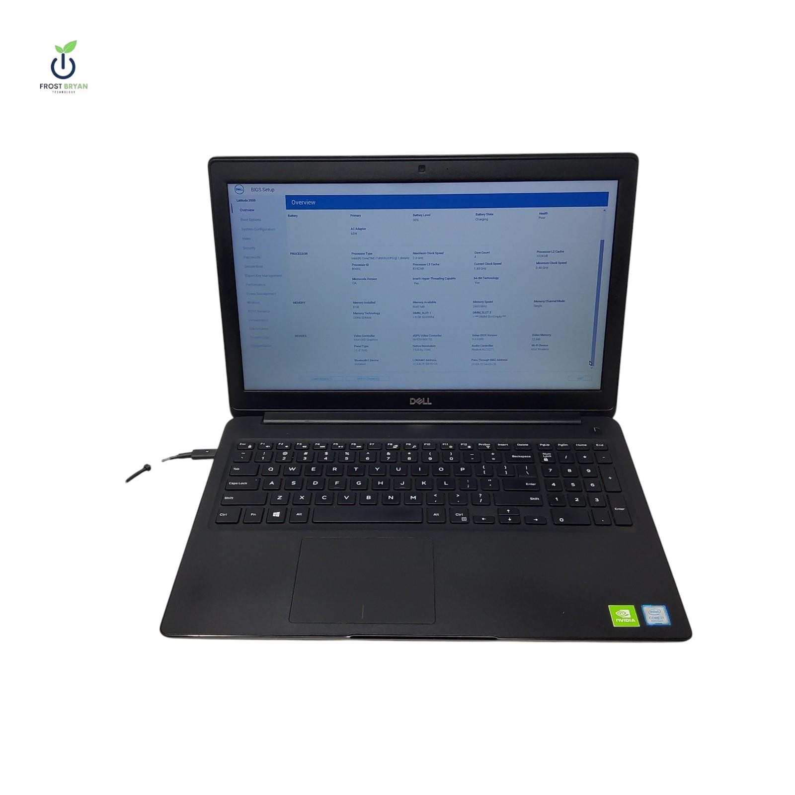 DELL LATITUDE 3500 Laptop i7-8565U@1.80GHz 8GB 256GB No OS Grade C [READ]