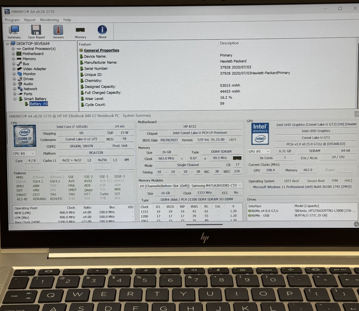 HP Elitebook 840 G7 14″ i7-10510U 1.7GHz 16GB RAM 256GB SSD Laptop #HP28