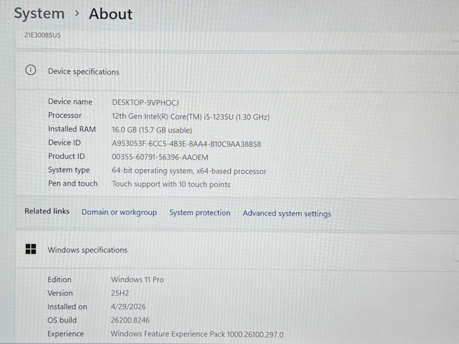 Lenovo ThinkPad E14 Gen4 14″ FHD i5-1235U 1.3GHz 16GB 512GB Touchscreen *READ*