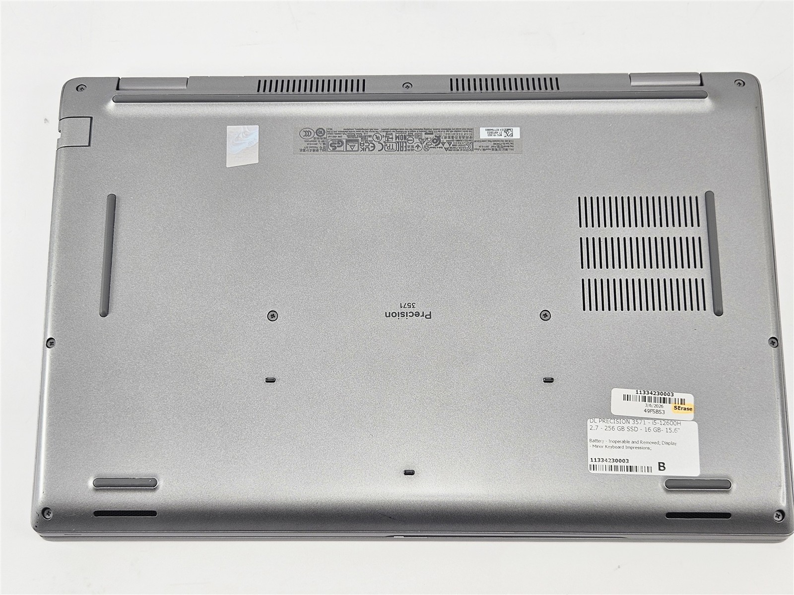 Dell 15.6″ Precision 3571 i5-12600H 16GB RAM 256GB SSD Touchscreen No OS
